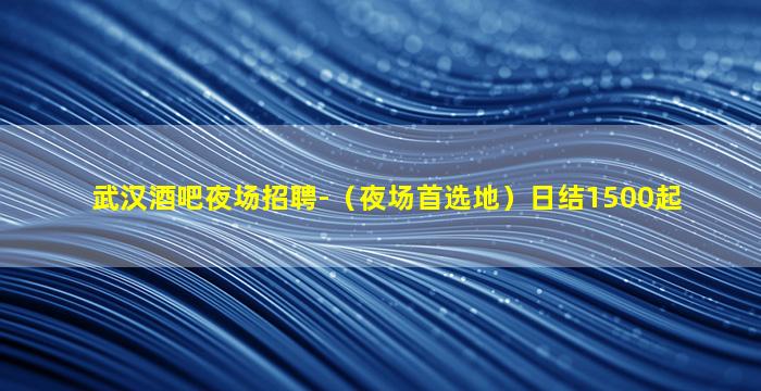 武汉酒吧夜场招聘-（夜场首选地）日结1500起